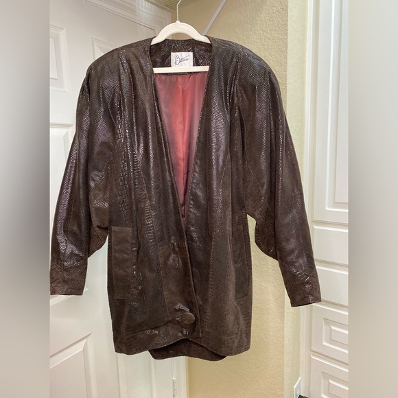 Vintage Bettina Women’s oversized leather (reptile print) Jacket - Picture 2 of 4